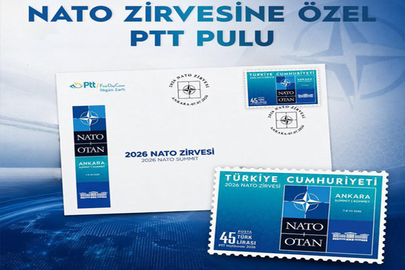 NATO Zirvesi için hazırlanan anma pulu ve ilk gün zarfı tedavüle sunuldu
