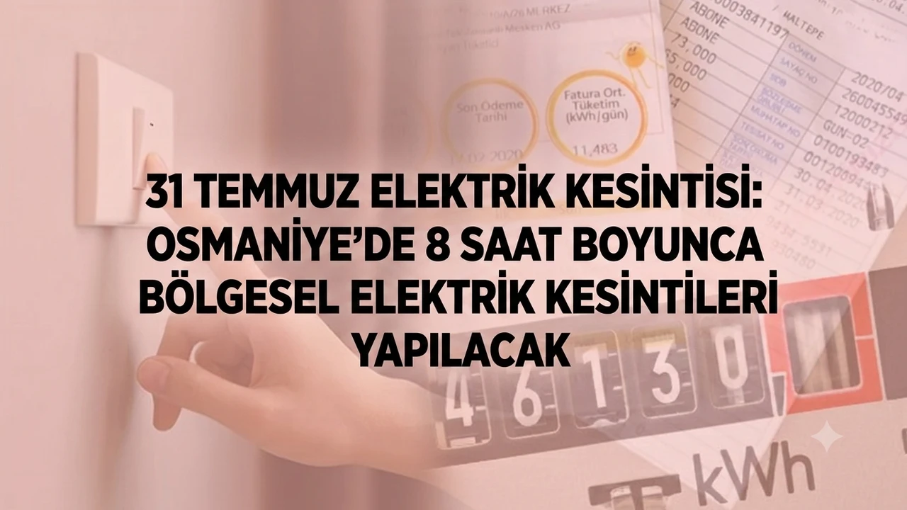 31 Temmuz Elektrik Kesintisi: Osmaniye'de 8 saat boyunca bölgesel elektrik kesintileri yapılacak